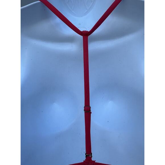 Blue Life Pasion flower Lace Bikini Swimsuit Triangle Top T-back Sz XS In Coral - Picture 10 of 11